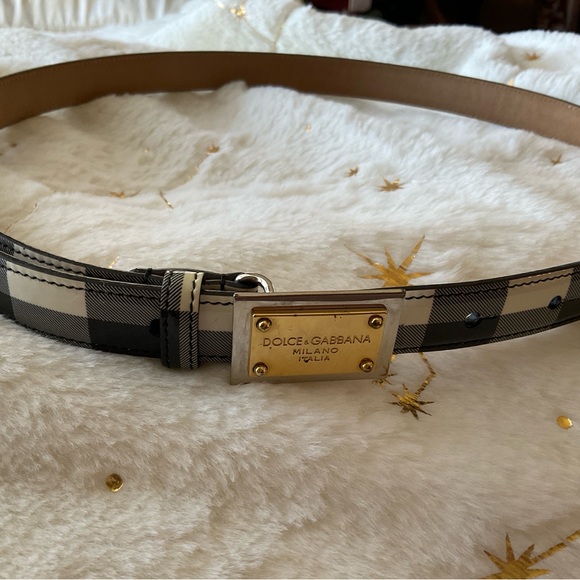 DOLCE AND GABBANA Patent Leather Gingham Pattern Belt AUTHENTIC - Picture 10 of 10